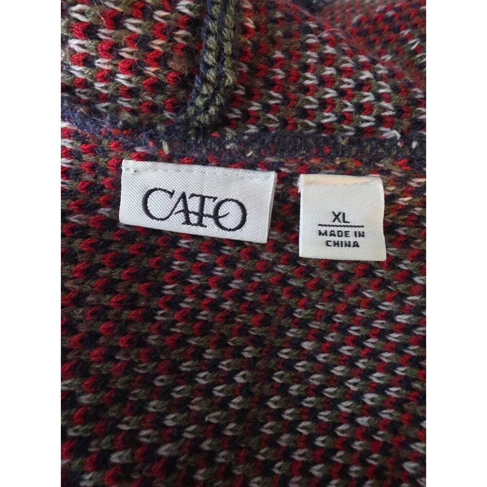 Cato Cardigan Sweater Women's XL Open Front Knit Zig Zag Asymetrical Fringe - Picture 4 of 6